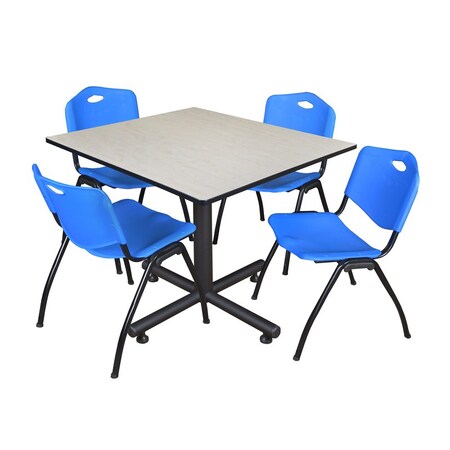 Kobe Square Table & Chair Set, Wood, Metal, Plastic Top, Maple MPN:TKB4848PL47BE