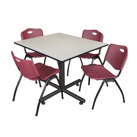 Kobe Square Table & Chair Set, Wood, Metal, Plastic Top, Maple MPN:TKB4848PL47BY