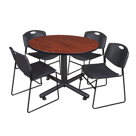 Kobe Round Table & Chair Set, Wood, Metal, Polypropylene Top MPN:TKB48RNDCH44BK