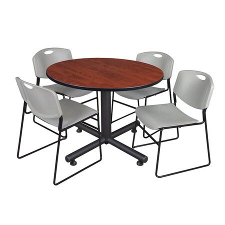 Kobe Round Table & Chair Set, Wood, Metal, Polypropylene Top MPN:TKB48RNDCH44GY