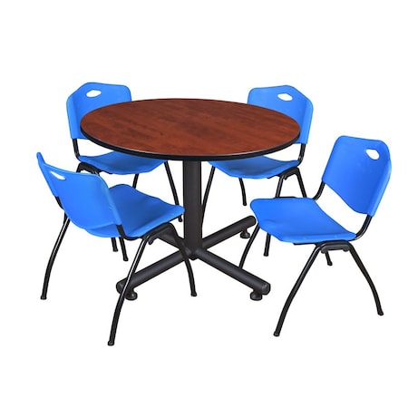 Kobe Round Table & Chair Set, Wood, Metal, Plastic Top, Cherry MPN:TKB48RNDCH47BE