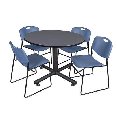 Kobe Round Table & Chair Set, Wood, Metal, Polypropylene Top, Grey MPN:TKB48RNDGY44BE