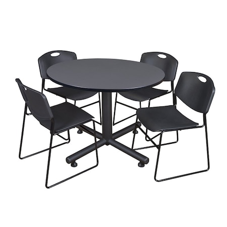 Kobe Round Table & Chair Set, Wood, Metal, Polypropylene Top, Grey MPN:TKB48RNDGY44BK