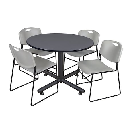 Kobe Round Table & Chair Set, Wood, Metal, Polypropylene Top, Grey MPN:TKB48RNDGY44GY