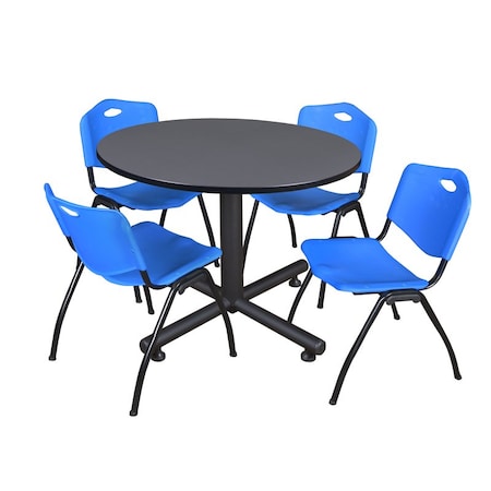 Kobe Round Table & Chair Set, Wood, Metal, Plastic Top, Grey MPN:TKB48RNDGY47BE