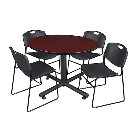 Kobe Round Table & Chair Set, Wood, Metal, Polypropylene Top MPN:TKB48RNDMH44BK
