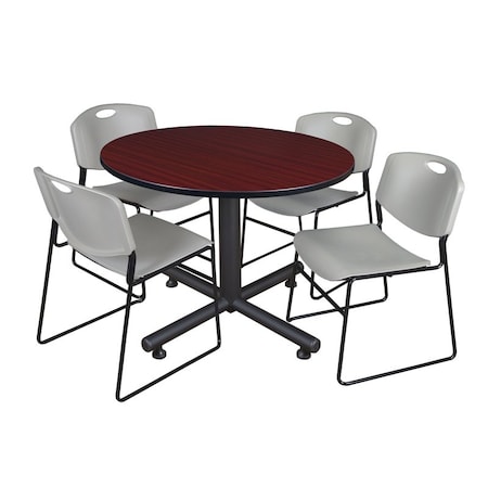 Kobe Round Table & Chair Set, Wood, Metal, Polypropylene Top MPN:TKB48RNDMH44GY