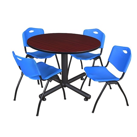 Kobe Round Table & Chair Set, Wood, Metal, Plastic Top, Mahogany MPN:TKB48RNDMH47BE