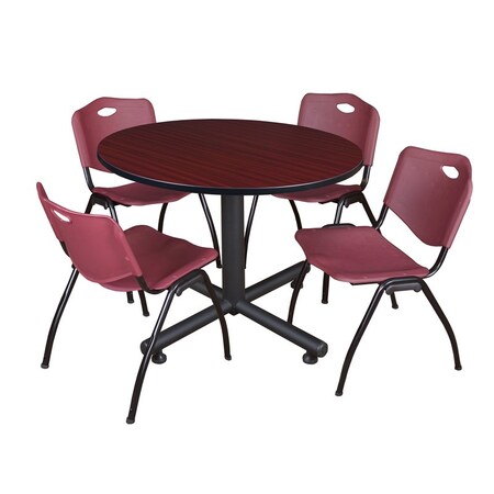 Kobe Round Table & Chair Set, Wood, Metal, Plastic Top, Mahogany MPN:TKB48RNDMH47BY