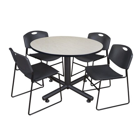Kobe Round Table & Chair Set, Wood, Metal, Polypropylene Top MPN:TKB48RNDPL44BK