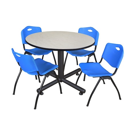 Kobe Round Table & Chair Set, Wood, Metal, Plastic Top, Maple MPN:TKB48RNDPL47BE