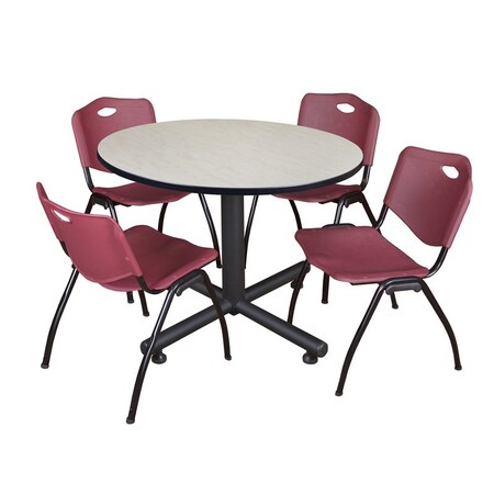 Kobe Round Table & Chair Set, Wood, Metal, Plastic Top, Maple MPN:TKB48RNDPL47BY