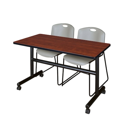 Tables > Nesting Tables > Kobe Flip Top Table & Chair Sets, 48 W, 24 L, 29 H, Cherry MPN:MKFT4824CH44GY