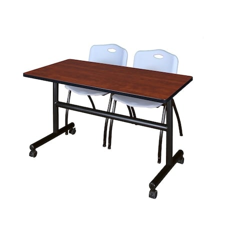 Tables > Nesting Tables > Kobe Flip Top Table & Chair Sets, 48 W, 24 L, 29 H, Cherry MPN:MKFT4824CH47GY