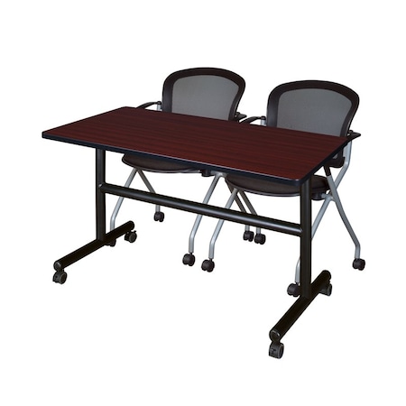 Rectangle Tables > Nesting Tables > Kobe Flip Top Table & Chair Sets, 42 W, 24 L, 29 H, Mahogany MPN:MKFT4824MH23BK