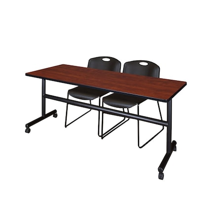 Rectangle Tables > Nesting Tables > Kobe Flip Top Table & Chair Sets, 72 W, 24 L, 29 H, Cherry MPN:MKFT7224CH44BK