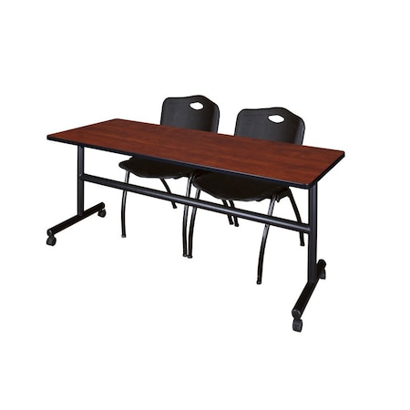 Rectangle Tables > Nesting Tables > Kobe Flip Top Table & Chair Sets, 72 W, 24 L, 29 H, Cherry MPN:MKFT7224CH47BK