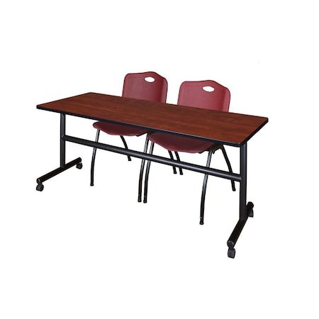 Rectangle Tables > Nesting Tables > Kobe Flip Top Table & Chair Sets, 72 W, 24 L, 29 H, Cherry MPN:MKFT7224CH47BY