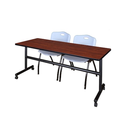 Rectangle Tables > Nesting Tables > Kobe Flip Top Table & Chair Sets, 72 W, 24 L, 29 H, Cherry MPN:MKFT7224CH47GY