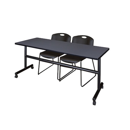 Rectangle Tables > Nesting Tables > Kobe Flip Top Table & Chair Sets, 72 W, 24 L, 29 H, Grey MPN:MKFT7224GY44BK