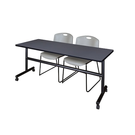 Rectangle Tables > Nesting Tables > Kobe Flip Top Table & Chair Sets, 72 W, 24 L, 29 H, Grey MPN:MKFT7224GY44GY