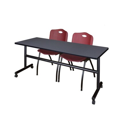 Rectangle Tables > Nesting Tables > Kobe Flip Top Table & Chair Sets, 72 W, 24 L, 29 H, Grey MPN:MKFT7224GY47BY