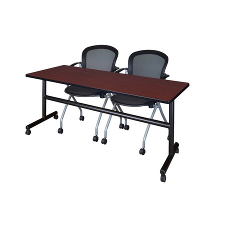 Rectangle Tables > Nesting Tables > Kobe Flip Top Table & Chair Sets, 72 W, 24 L, 29 H, Mahogany MPN:MKFT7224MH23BK