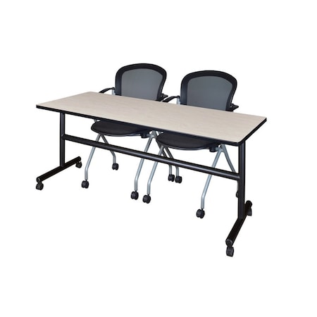 Rectangle Tables > Nesting Tables > Kobe Flip Top Table & Chair Sets, 72 W, 24 L, 29 H, Maple MPN:MKFT7224PL23BK
