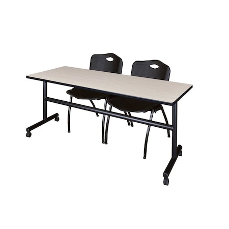 Rectangle Tables > Nesting Tables > Kobe Flip Top Table & Chair Sets, 72 W, 24 L, 29 H, Maple MPN:MKFT7224PL47BK