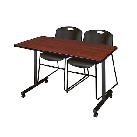 Rectangle Tables > Training Tables > Kobe Mobile Table & Chair Sets, 48 W, 24 L, 29 H, Cherry MPN:MKTRCC4824CH44BK
