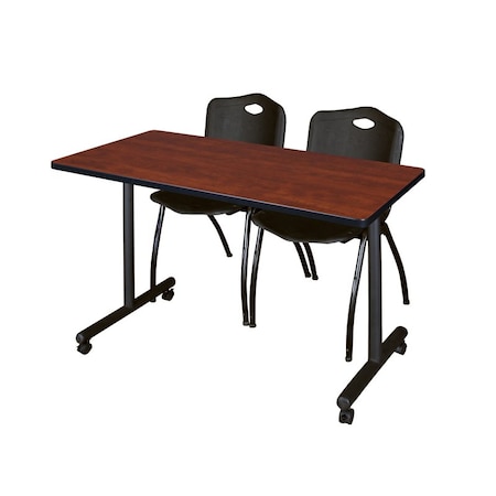 Rectangle Tables > Training Tables > Kobe Mobile Table & Chair Sets, 48 W, 24 L, 29 H, Cherry MPN:MKTRCC4824CH47BK