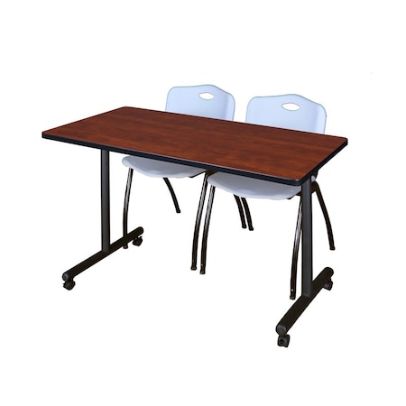 Rectangle Tables > Training Tables > Kobe Mobile Table & Chair Sets, 48 W, 24 L, 29 H, Cherry MPN:MKTRCC4824CH47GY