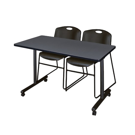 Rectangle Tables > Training Tables > Kobe Mobile Table & Chair Sets, 48 W, 24 L, 29 H, Grey MPN:MKTRCC4824GY44BK