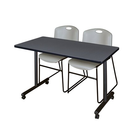 Rectangle Tables > Training Tables > Kobe Mobile Table & Chair Sets, 48 W, 24 L, 29 H, Grey MPN:MKTRCC4824GY44GY