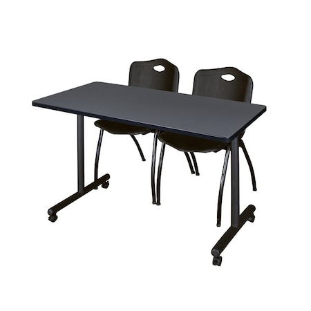 Rectangle Tables > Training Tables > Kobe Mobile Table & Chair Sets, 48 W, 24 L, 29 H, Grey MPN:MKTRCC4824GY47BK
