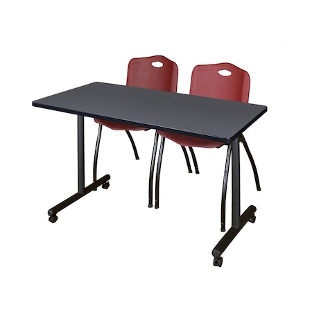 Rectangle Tables > Training Tables > Kobe Mobile Table & Chair Sets, 48 W, 24 L, 29 H, Grey MPN:MKTRCC4824GY47BY