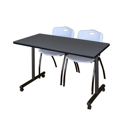 Rectangle Tables > Training Tables > Kobe Mobile Table & Chair Sets, 48 W, 24 L, 29 H, Grey MPN:MKTRCC4824GY47GY