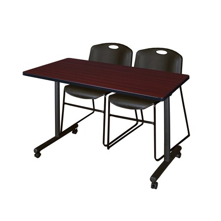 Rectangle Tables > Training Tables > Kobe Mobile Table & Chair Sets, 48 W, 24 L, 29 H, Mahogany MPN:MKTRCC4824MH44BK