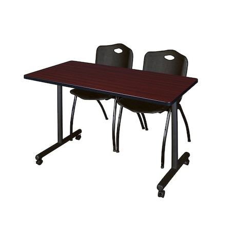 Rectangle Tables > Training Tables > Kobe Mobile Table & Chair Sets, 48 W, 24 L, 29 H, Mahogany MPN:MKTRCC4824MH47BK