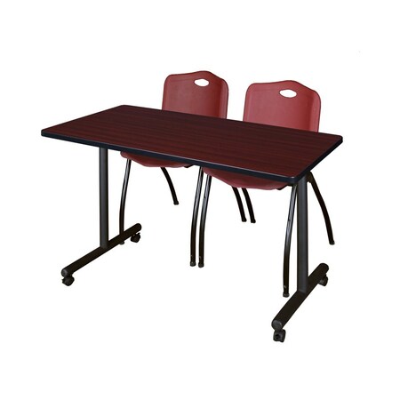 Rectangle Tables > Training Tables > Kobe Mobile Table & Chair Sets, 48 W, 24 L, 29 H, Mahogany MPN:MKTRCC4824MH47BY