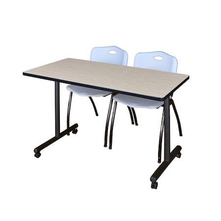 Rectangle Tables > Training Tables > Kobe Mobile Table & Chair Sets, 48 W, 24 L, 29 H, Maple MPN:MKTRCC4824PL47GY