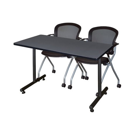 Rectangle Tables > Training Tables > Kobe Training Table & Chair Sets, 48 W, 30 L, 29 H, Grey MPN:MKTRCT4830GY23BK