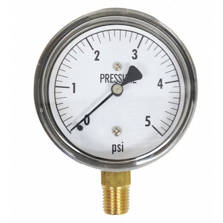 Low Pressure Gauge, Bottom, 5 psi MPN:KC25-5#