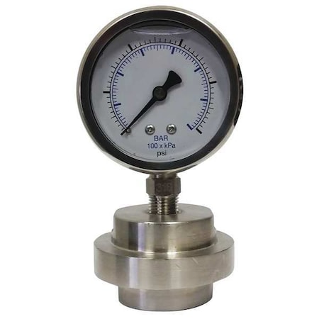 Pressure Gauge with Diaphragm Seal, 0 to 30 psi, 2 1/2 in Dial, 1/4 in NPT, Bottom Location MPN:KC301L2530/DSM3512LP