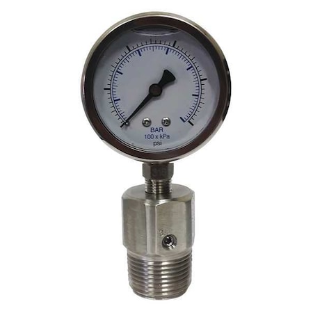 Pressure Gauge with Diaphragm Seal, 0 to 400 psi, 2 1/2 in Dial, 1/4 in NPT, Bottom Location MPN:KC301L25400/DSF14-M