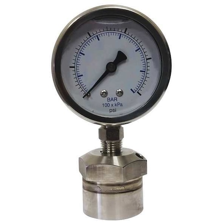 Pressure Gauge with Diaphragm Seal, 0 to 600 psi, 2 1/2 in Dial, 1/4 in NPT, Bottom Location MPN:KC301L25600/DSM3511