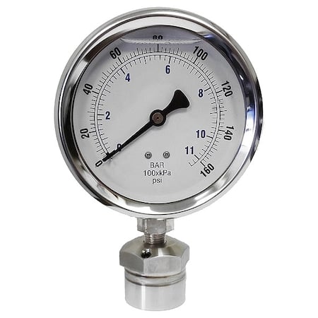 Pressure Gauge, 0 to 5, 000 psi, 4 in Dial, 1/4 in NPT, Bottom Location MPN:KC301L40160/DSM3511
