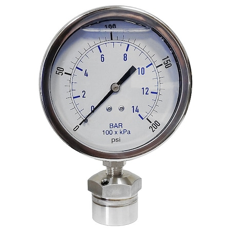 Pressure Gauge, 0 to 15, 000 psi, 4 in Dial, 1/4 in NPT, Bottom Location MPN:KC301L40200/DSM3511
