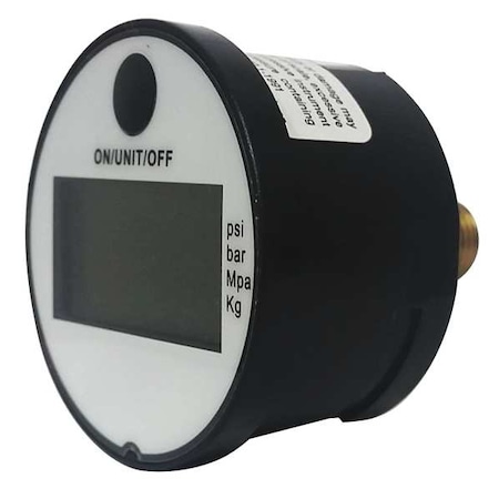 Digital Industrial Pressure Gauge, 0 to 145 psi, 1 3/4 in Dial, 1/4 in NPT, Center Back Location MPN:KCDG154145