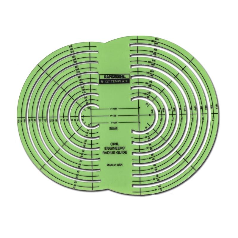 Rapidesign Engineers Drafting And Design Template, Civil Engineers Radius Guide MPN:R127